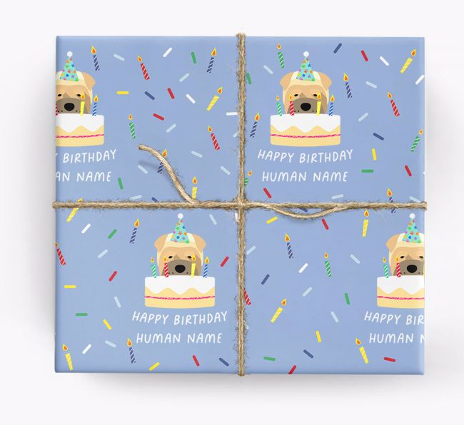 Happy Birthday Human: Personalized {breedFullName} Wrapping Paper