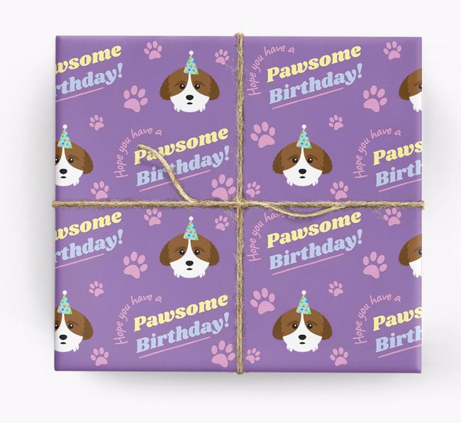 Pawsome Birthday: Personalized {breedFullName} Wrapping Paper