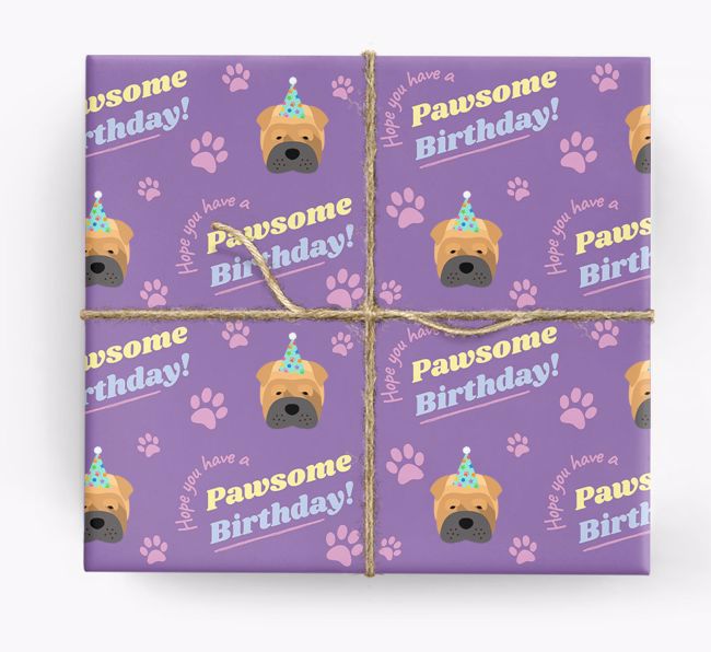 Pawsome Birthday: Personalized {breedFullName} Wrapping Paper