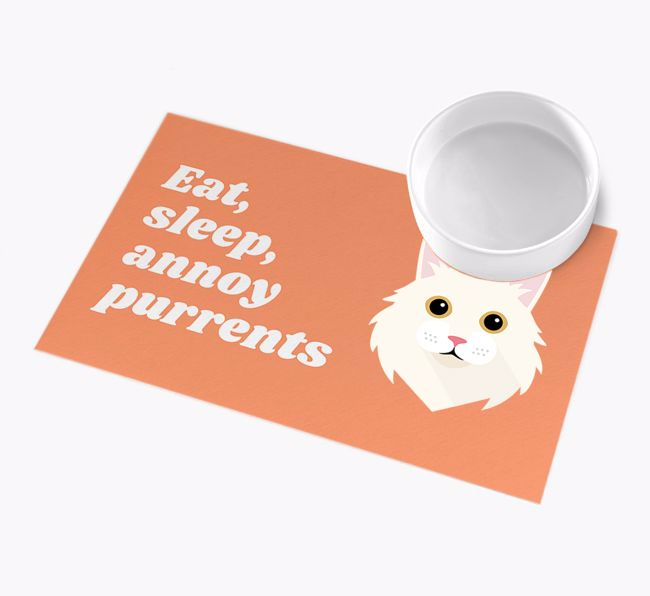 Eat, Sleep, Annoy Purrents: Personalised {breedCommonName} Feeding Mat