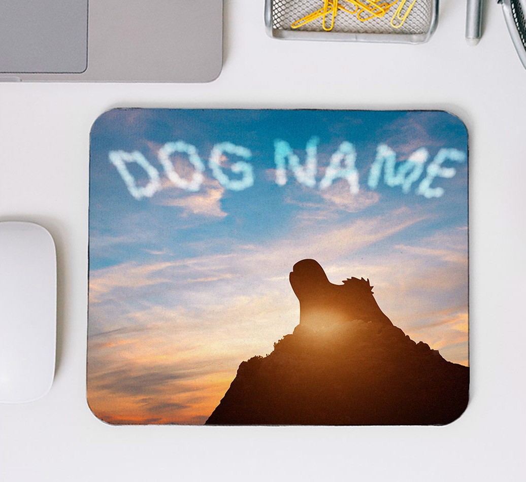 Sunset Clouds: Personalised Mouse Mat for your {breedFullName} - mouse mat top view