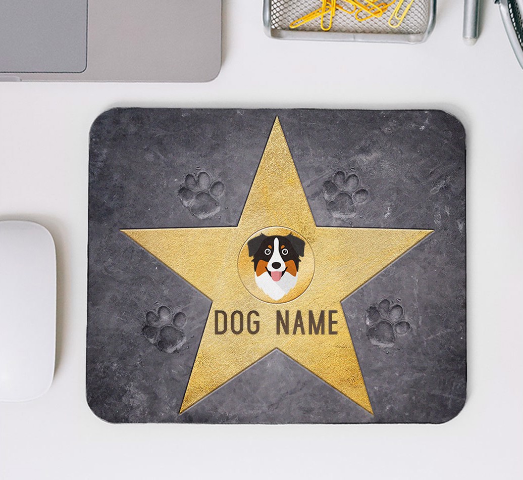 Star of Fame: Personalised Mouse Mat for your {breedFullName} - mouse mat top view
