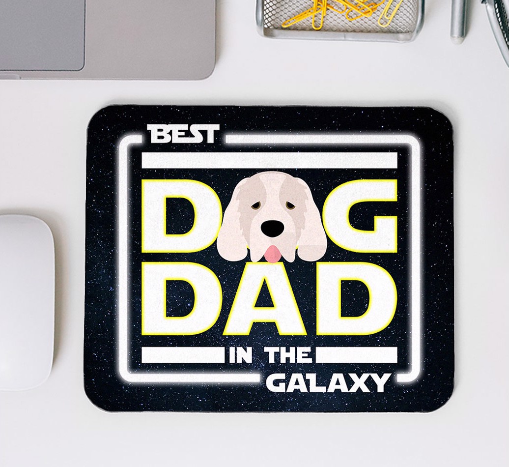 Best Dog Dad in the Galaxy: Personalised Mouse Mat for your {breedFullName} - mouse mat top view