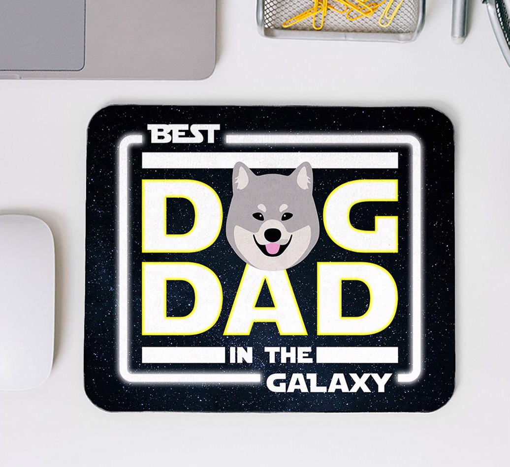 Best Dog Dad in the Galaxy: Personalised Mouse Mat for your {breedFullName} - mouse mat top view