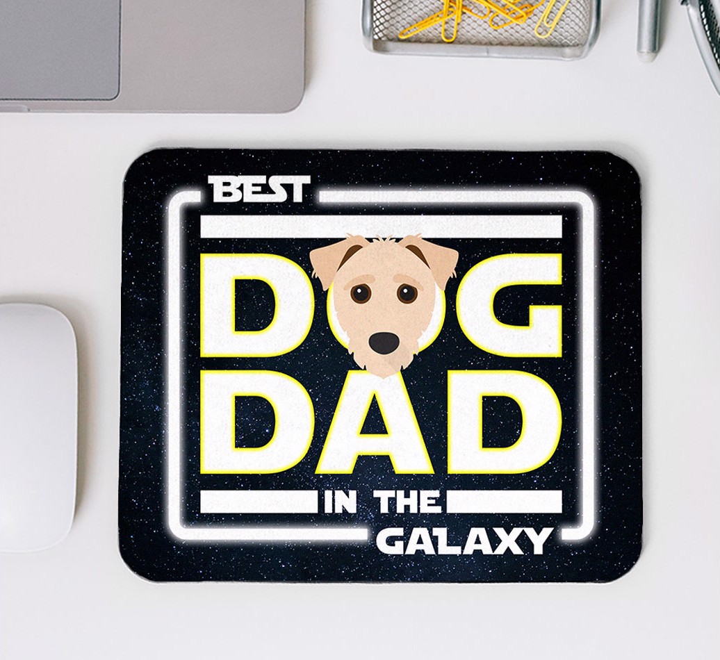 Best Dog Dad in the Galaxy: Personalised Mouse Mat for your {breedFullName} - mouse mat top view