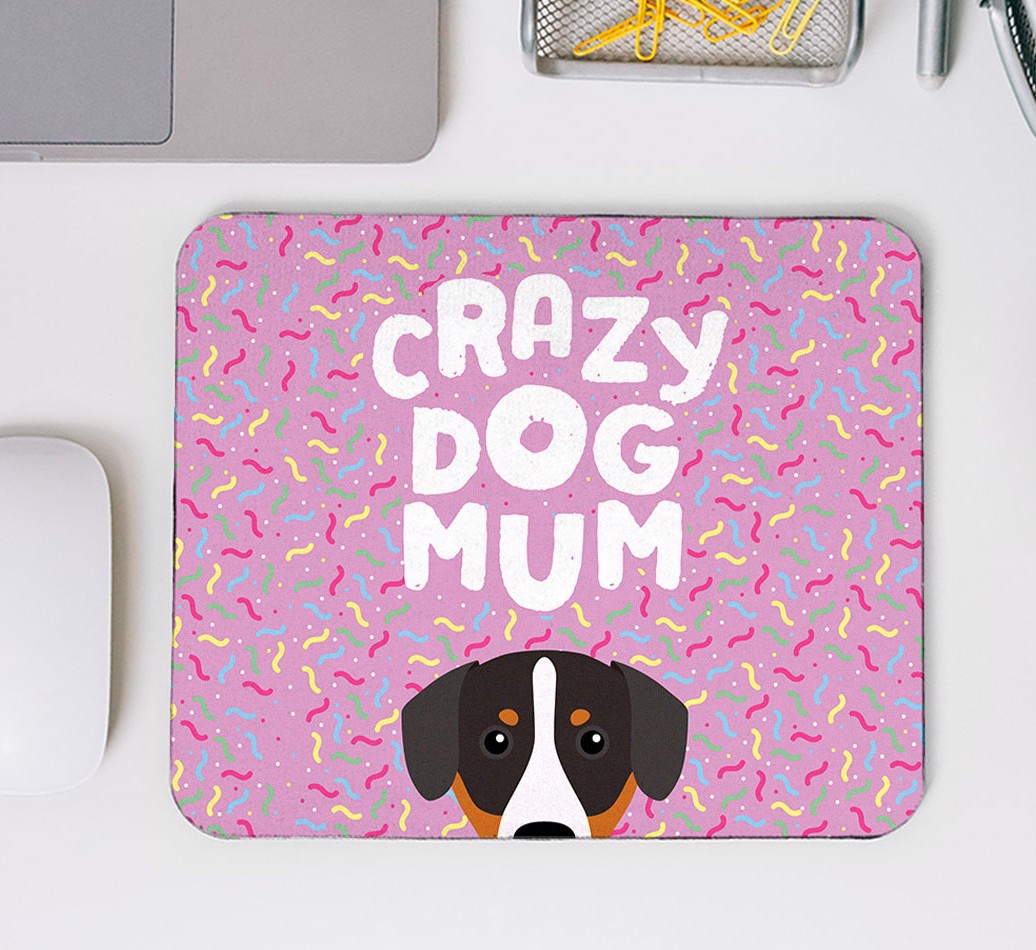 Crazy Dog Mum: Personalised {breedFullName} Mouse Mat - mouse mat top view