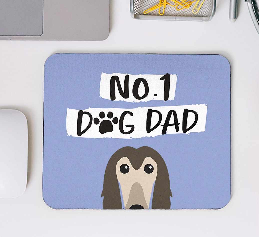 No.1 Dog Dad: Personalised {breedFullName} Mouse Mat - mouse mat top view