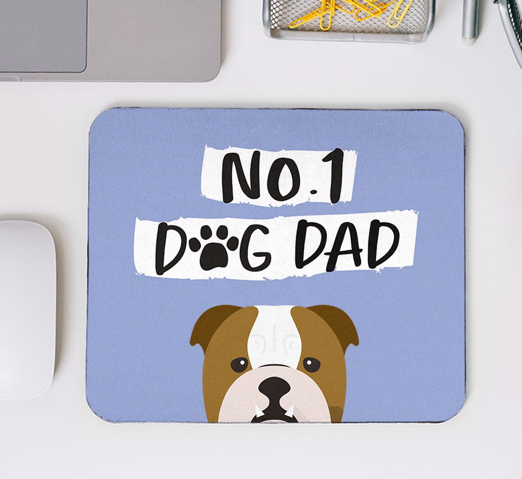 No.1 Dog Dad: Personalised {breedFullName} Mouse Mat - mouse mat top view