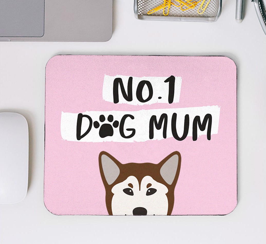 No.1 Dog Mum: Personalised {breedFullName} Mouse Mat - mouse mat top view