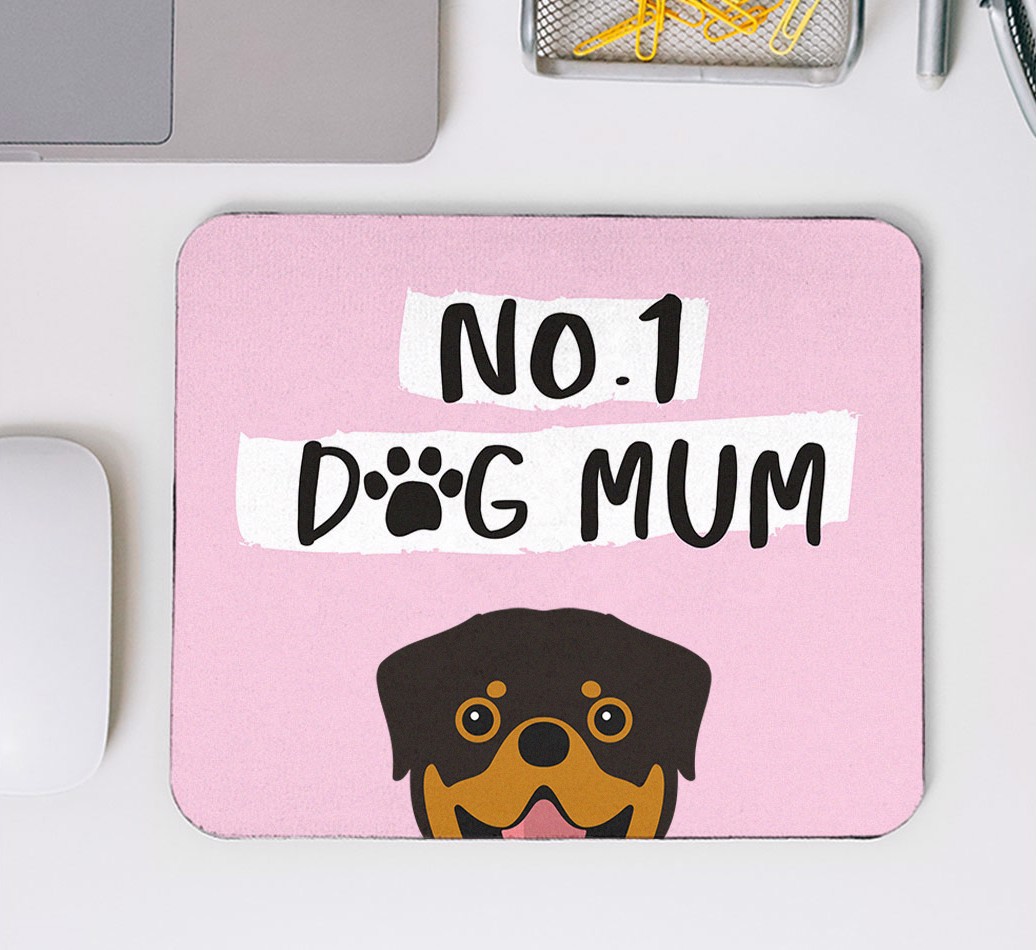 No.1 Dog Mum: Personalised {breedFullName} Mouse Mat - mouse mat top view