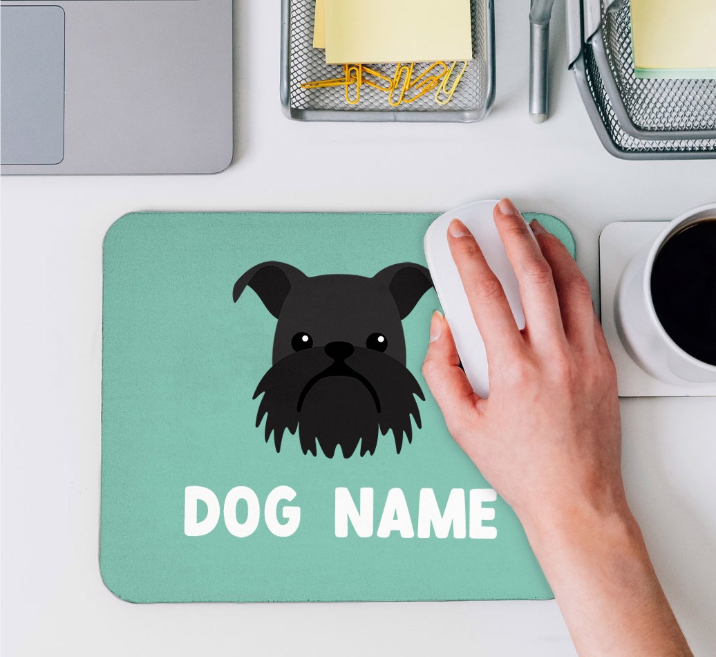 {breedFullName} Icon: Personalised Mouse Mat - hand on mouse using mouse mat