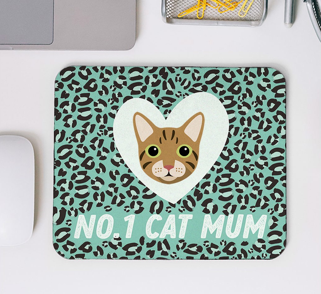 No.1 Cat Mum: Personalised {breedFullName} Mouse Mat - mouse mat top view