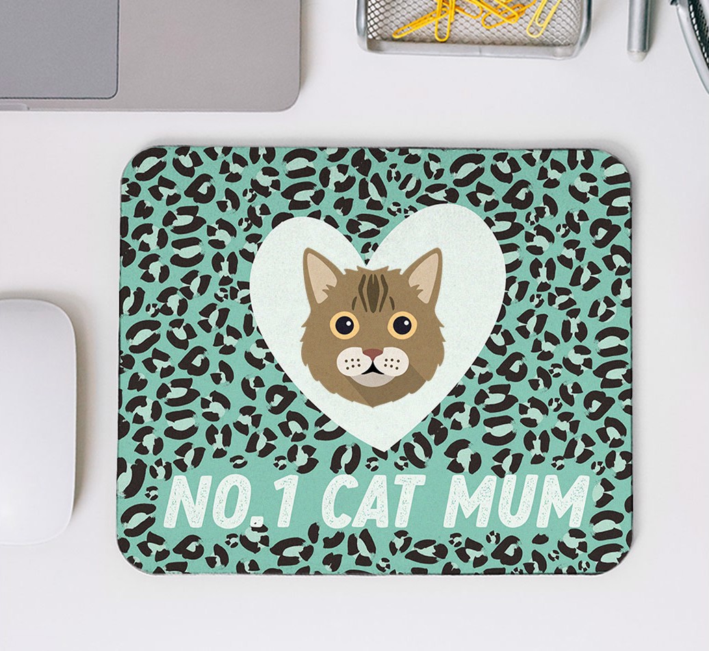 No.1 Cat Mum: Personalised {breedFullName} Mouse Mat - mouse mat top view
