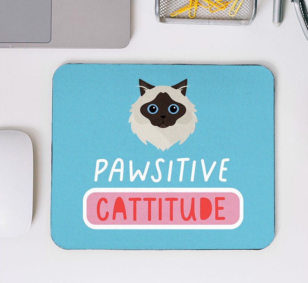 Pawsitive Catitude: Personalised {breedFullName} Mouse Mat - mouse mat top view