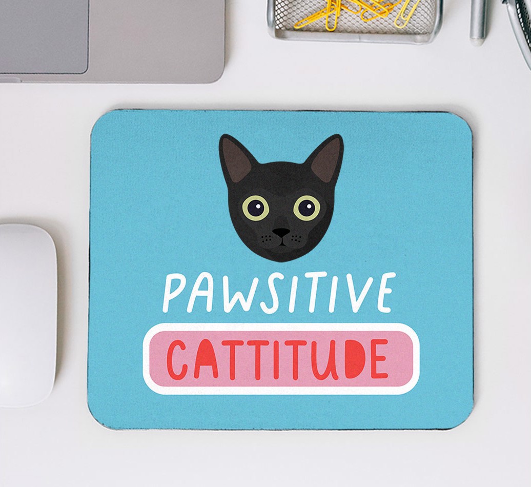 Pawsitive Catitude: Personalised {breedFullName} Mouse Mat - mouse mat top view