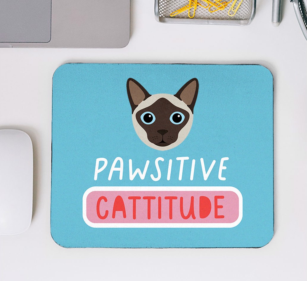 Pawsitive Catitude: Personalised {breedFullName} Mouse Mat - mouse mat top view