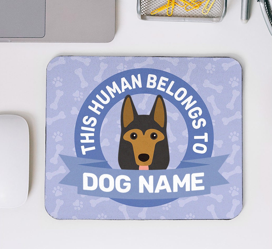 This Human Belongs To...: Personalised Mouse Mat for your {breedFullName} - mouse mat top view