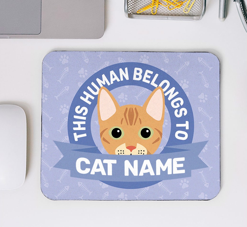 This Human Belongs To...: Personalised Mouse Mat for your Cat - mouse mat top view