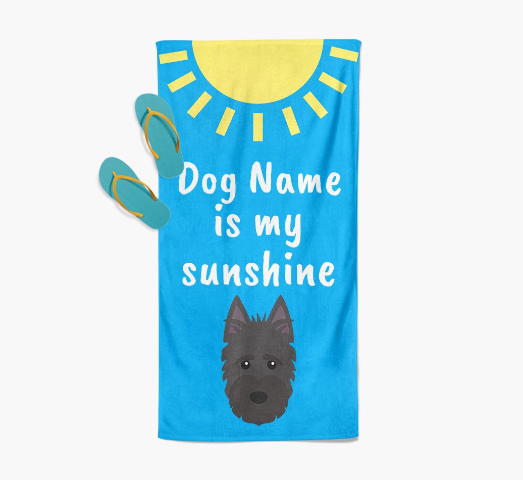 '{breedFullName} Personalized Pool Towel '{dogsName} is my sunshine' with slippers