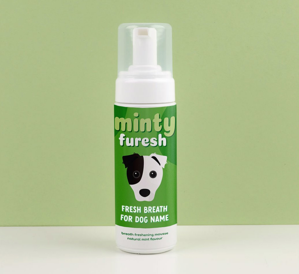 'Minty Furesh' - Personalised {breedFullName} Dog Breath Freshener