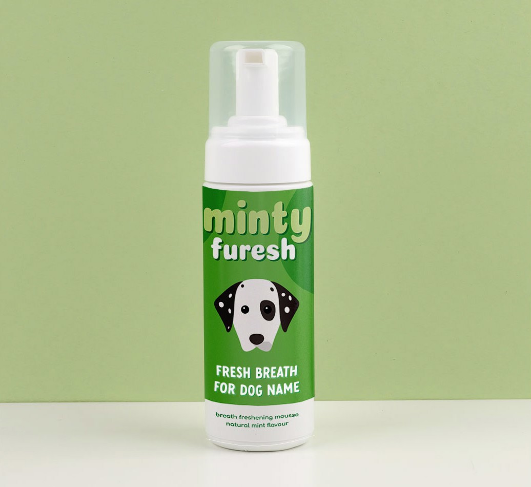 'Minty Furesh' - Personalised {breedFullName} Dog Breath Freshener