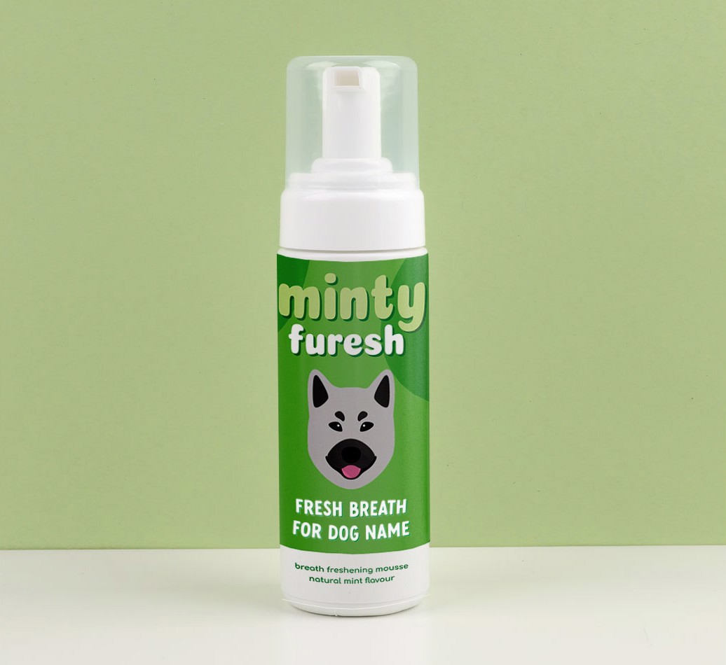 'Minty Furesh' - Personalised {breedFullName} Dog Breath Freshener