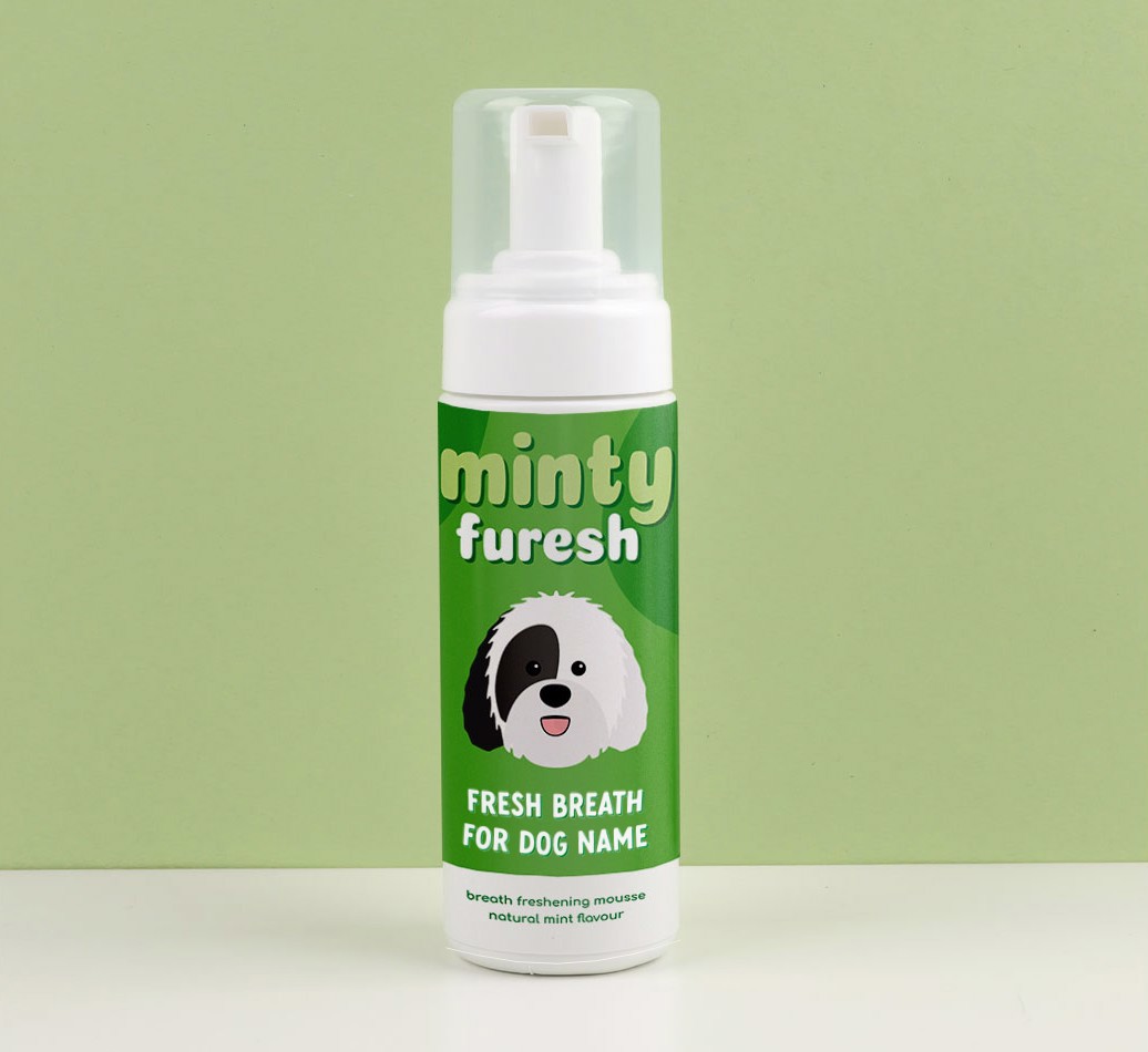 'Minty Furesh' - Personalised {breedFullName} Dog Breath Freshener