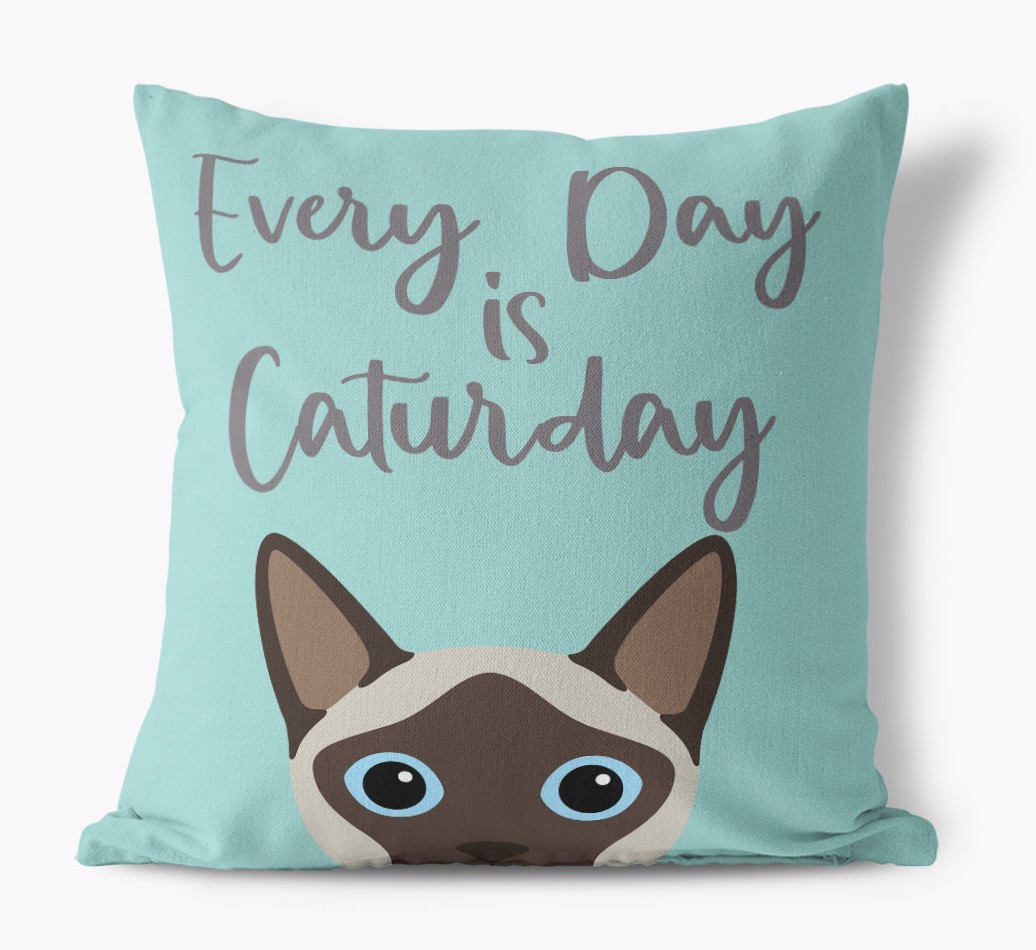 Everyday is Caturday: Personalised {breedCommonName} Canvas Cushion - front view