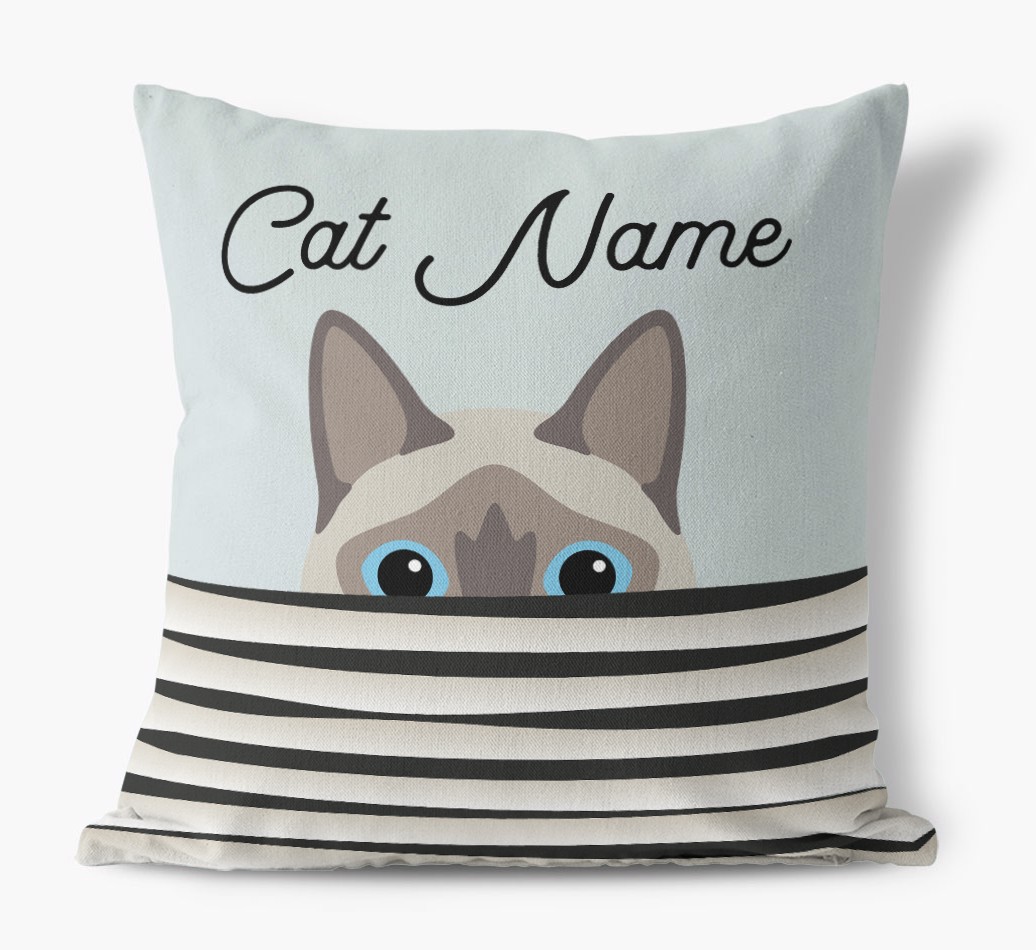 Peeking Cat: Personalized {breedFullName} Pillow - front view