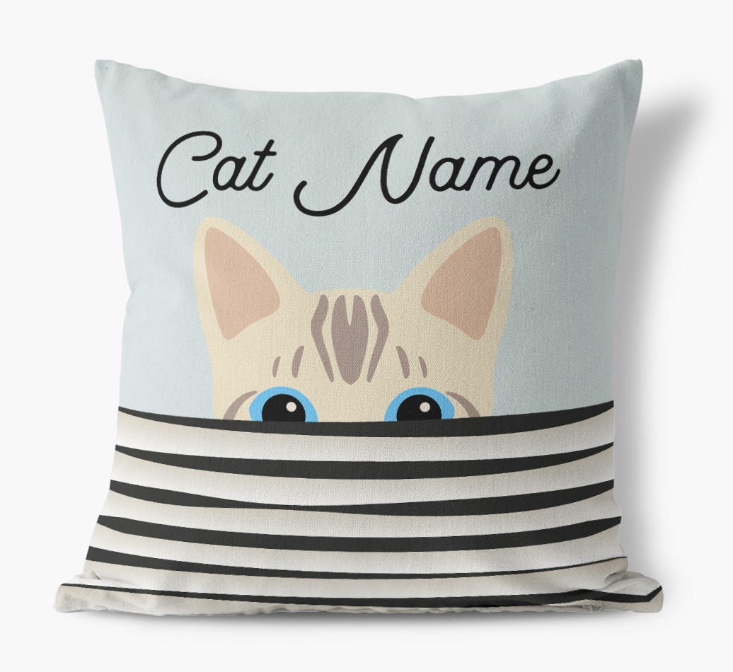 Peeking Cat: Personalised {breedCommonName} Cushion - front view