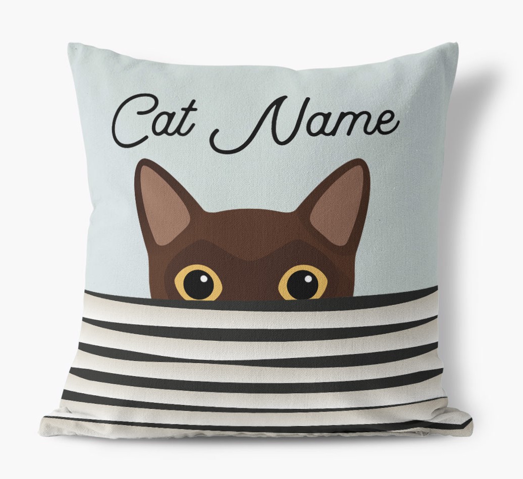 Peeking Cat: Personalized {breedFullName} Pillow - front view