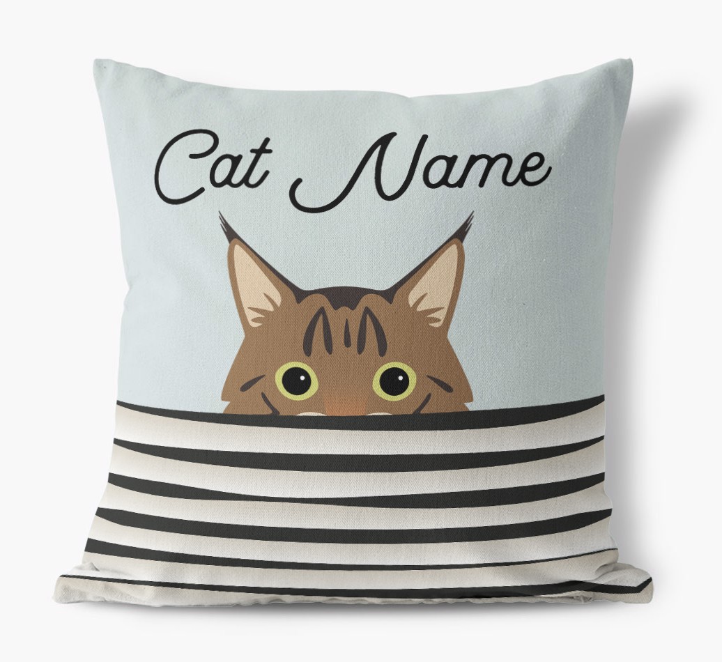 Peeking Cat: Personalised {breedCommonName} Cushion - front view