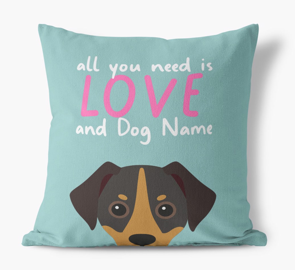 All You Need Is Love: Personalised {breedFullName} Cushion - front view