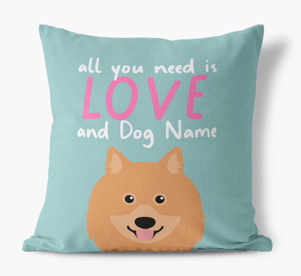 All You Need Is Love: Personalised {breedFullName} Cushion - front view