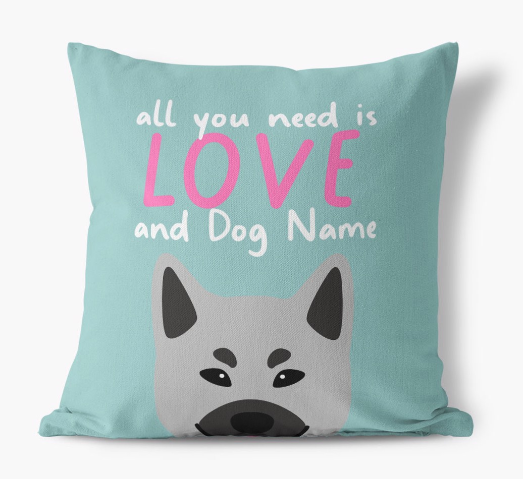 All You Need Is Love: Personalised {breedFullName} Cushion - front view