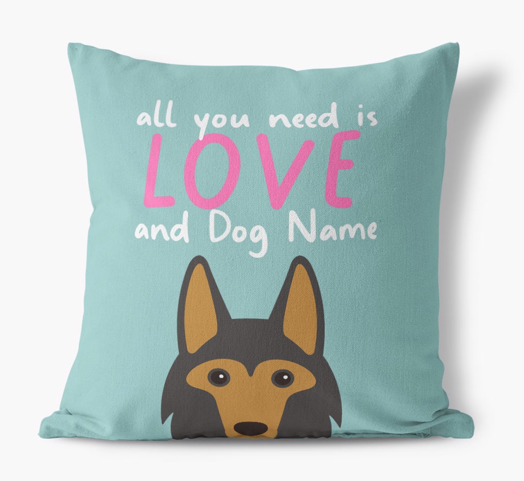 All You Need Is Love: Personalized {breedFullName} Pillow - front view