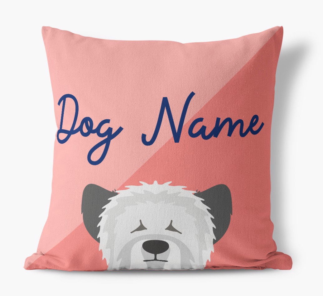 Peeking Name: Personalised {breedFullName} Cushion - front view