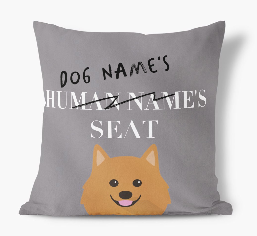 Human's Seat: Personalized {breedFullName} Pillow - front view