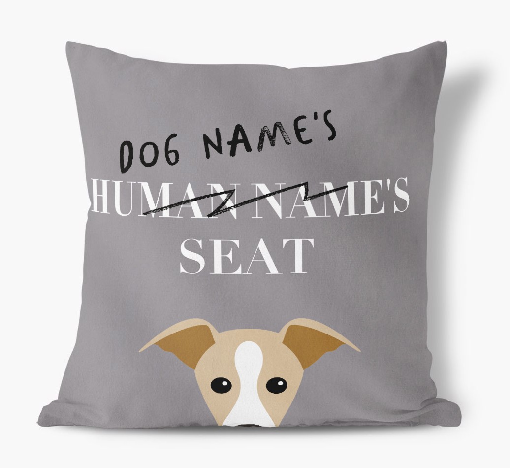 Human's Seat: Personalized {breedFullName} Pillow - front view