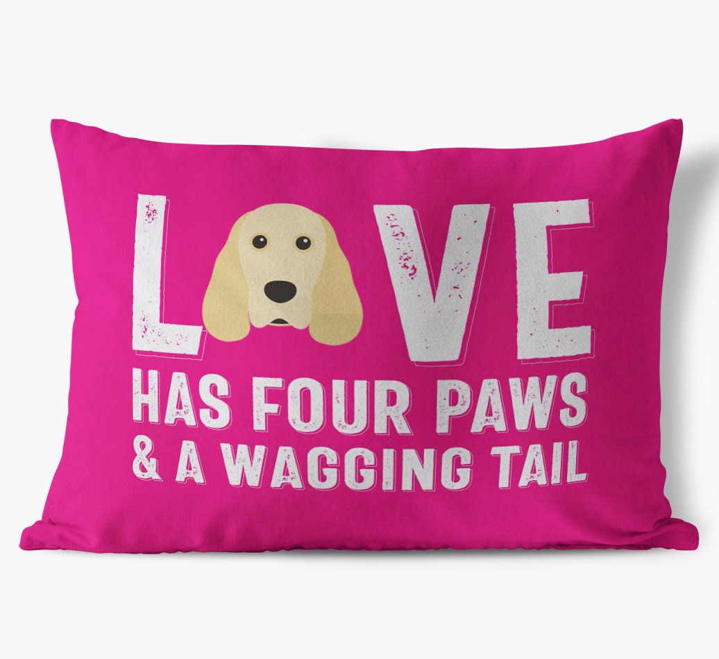 Love Has Four Paws: Personalized {breedFullName} Soft Touch Cushion front view