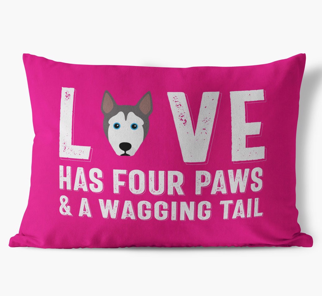 Love Has Four Paws: Personalised {breedFullName} Soft Touch Cushion front view