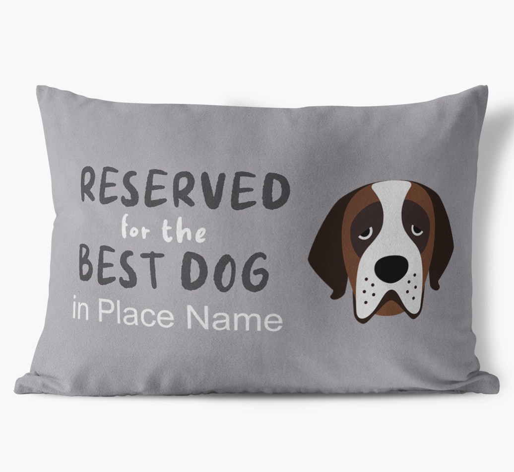 Best Dog In: Personalised {breedFullName} Soft Touch Cushion front view