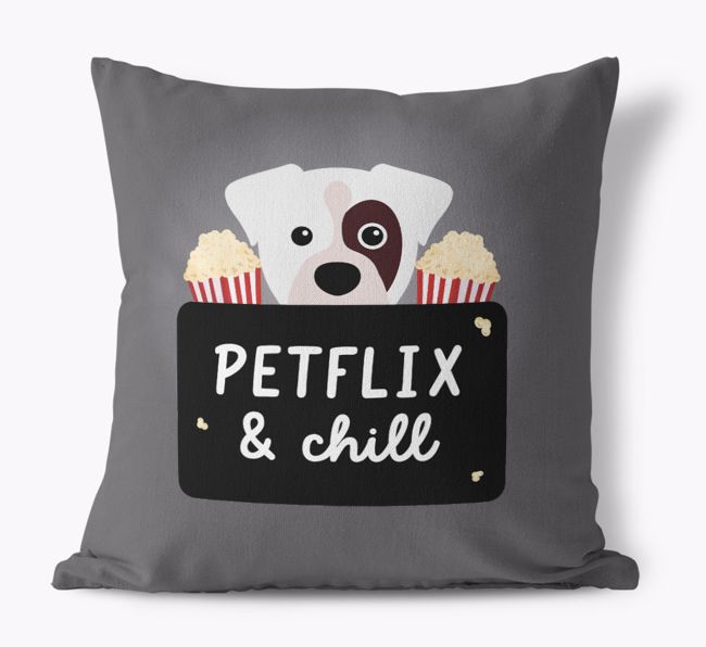 Petflix & Chill: Personalized {breedFullName} Canvas Pillow