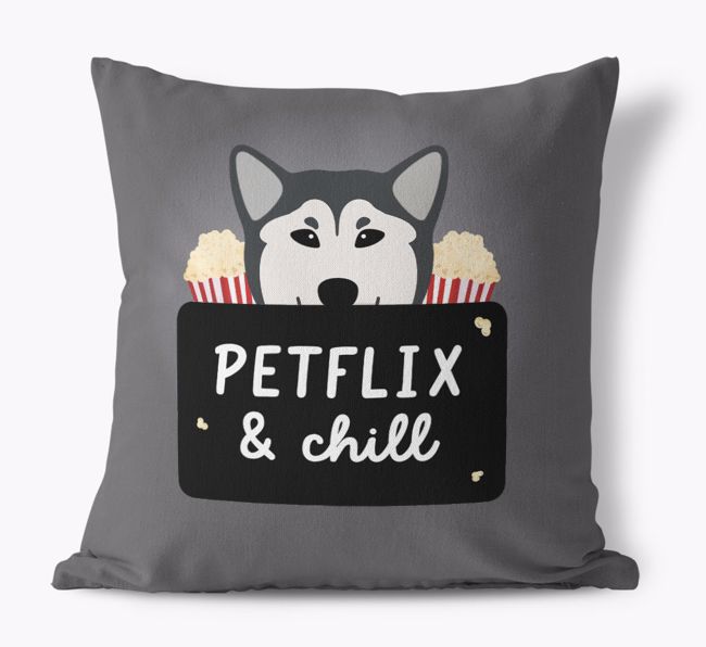 Petflix & Chill: Personalized {breedFullName} Canvas Pillow