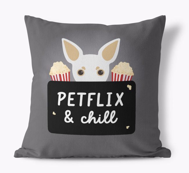 Petflix & Chill: Personalized {breedFullName} Canvas Pillow