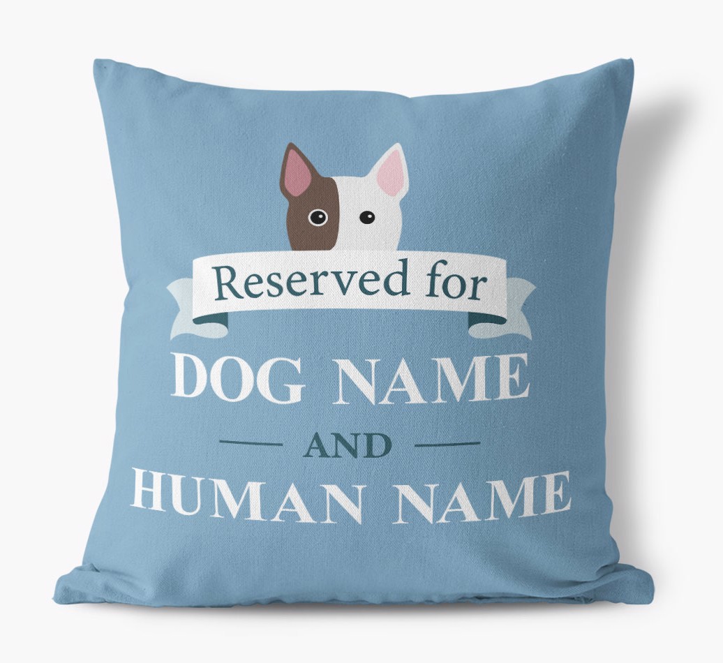 Reserved For: Personalised {breedFullName} Canvas Cushion - front view