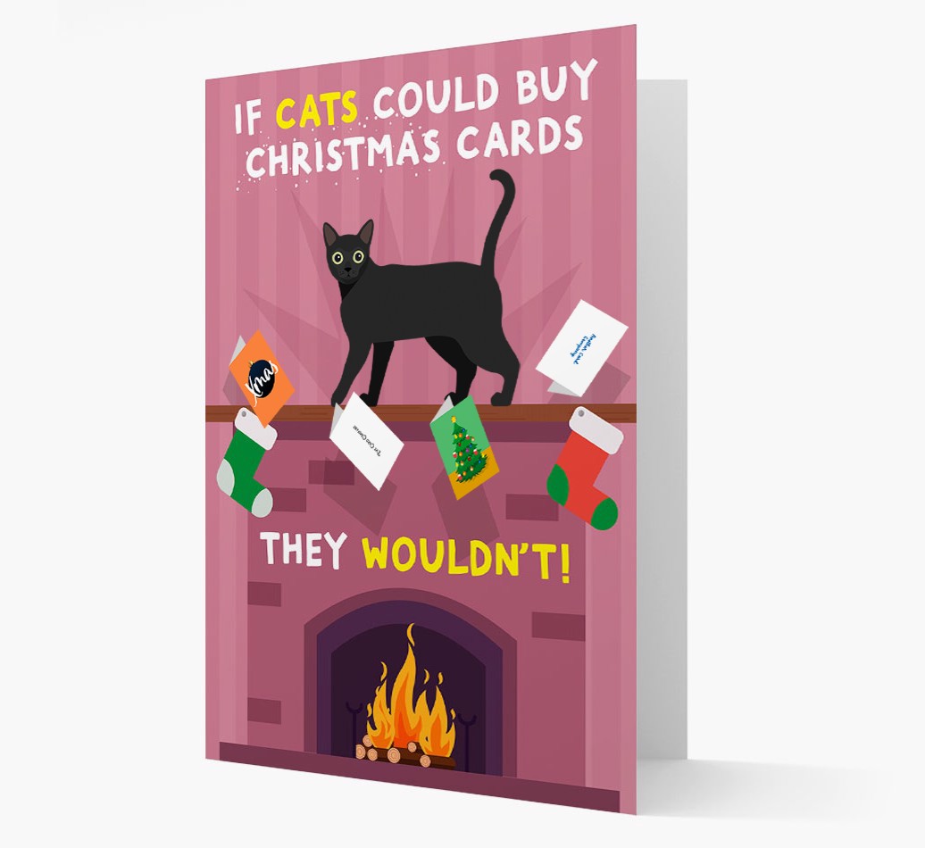 If cats could buy christmas cards: Personalised Cat Card - front