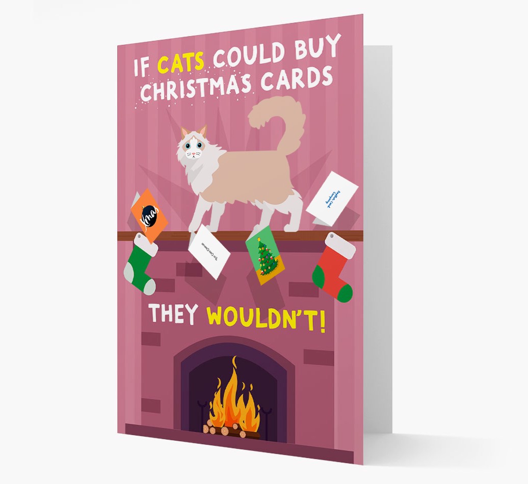 If cats could buy christmas cards: Personalised Cat Card - front