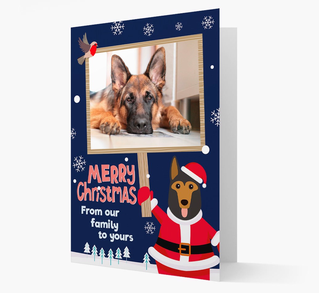 Santa Holding Frame: Personalized {breedFullName} Photo Card - Front