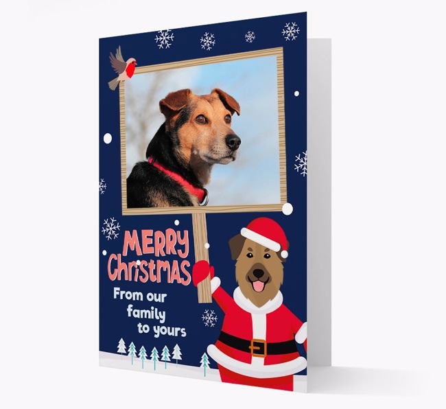 Santa Pet Holding Frame: Photo Upload {breedFullName} Card